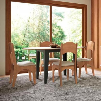 Imagem de Mesa de Jantar Oval Extensível até 159x90cm em MDF Freijó Preto Fosco Dalla Costa