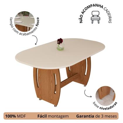 Imagem de Mesa De Jantar Oval Moderna Base trabalhada em Mdf 6 Lugares