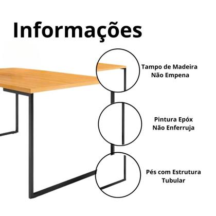 Imagem de Mesa De Jantar Para 4 Cadeiras Simples Compacta Elegante Ferro E Madeira