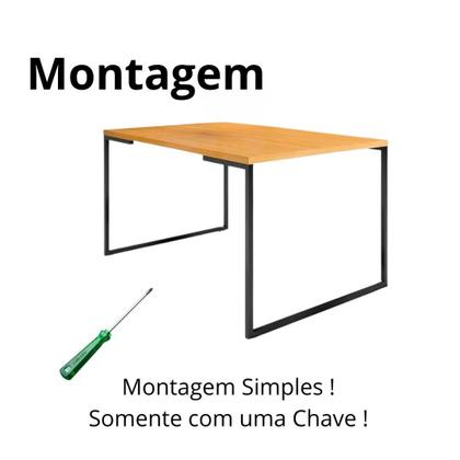 Imagem de Mesa De Jantar Para 4 Cadeiras Simples Compacta Elegante Ferro E Madeira