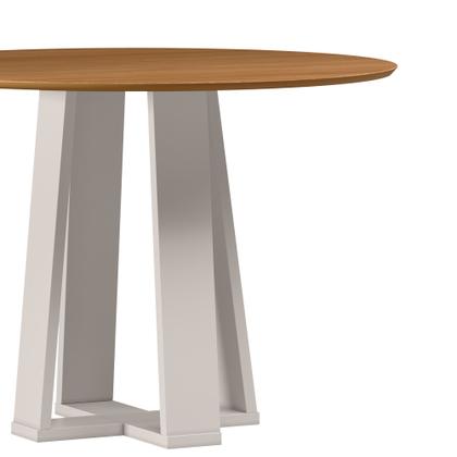 Imagem de Mesa de Jantar para 4 Lugares 1,00m Tampo Redondo em Mdf Isabela Off White/Ypê - New Ceval