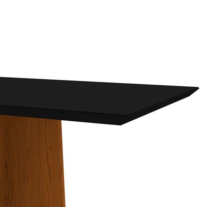 Imagem de Mesa De Jantar Para 4 Lugares 1,20 Com Tampo De Madeira Canto Arredondado Com Vidro Ana Cor Ype Preto New Ceval