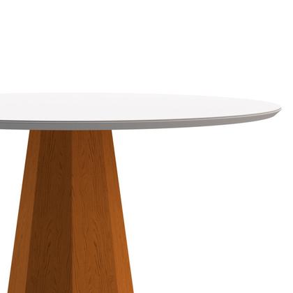 Imagem de Mesa De Jantar Para 4 Lugares 1,20m Tampo Redondo Com Vidro Isis Cor Ypê Off White New Ceval