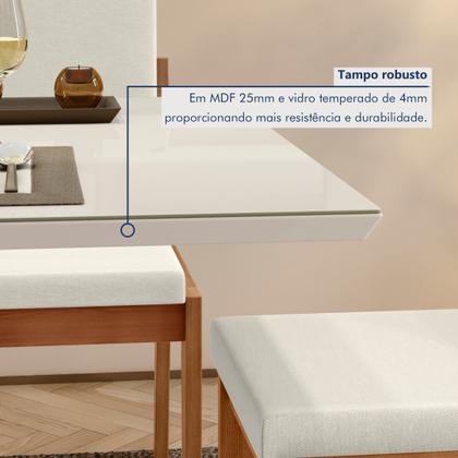 Imagem de Mesa de Jantar para 4 Lugares 120x90cm Donna em Madeira Maciça