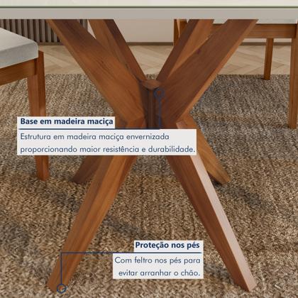Imagem de Mesa de Jantar para 4 Lugares 120x90cm Donna em Madeira Maciça