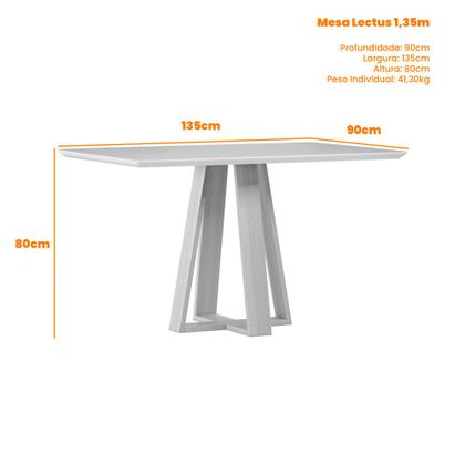 Imagem de Mesa de Jantar para 4 Lugares 1,35m Lectus Tampo em Mdf com Vidro Ypê/Off White - New Ceval