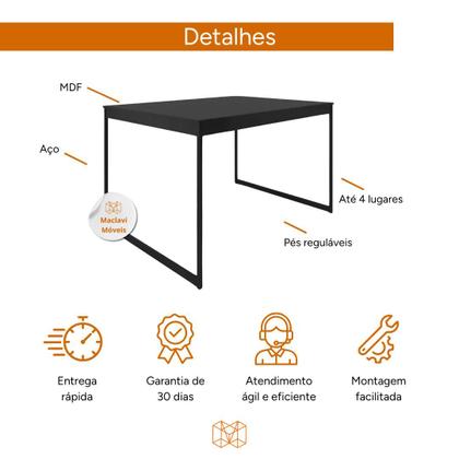 Imagem de Mesa de Jantar para 4 Lugares 80x80cm Industrial Ideal para Cozinha e Apartamentos Pequenos