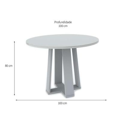 Imagem de Mesa de Jantar Para 4 Lugares Isabela 1,00m Tampo de Madeira Com Vidro Redondo Cor Ypê Off White New Ceval