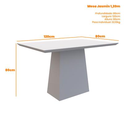 Imagem de Mesa De Jantar Para 4 Lugares Tampo De Madeira Com Vidro 1,20m Jasmin Cor Off White Preto New Ceval