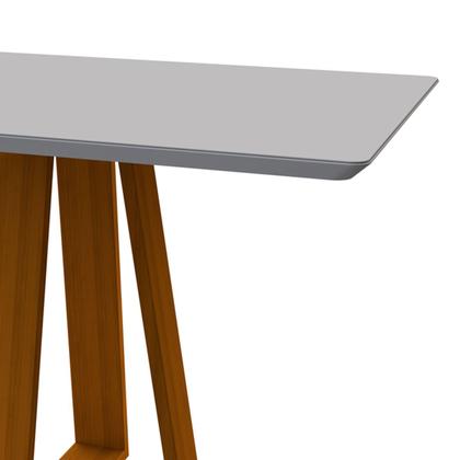 Imagem de Mesa De Jantar Para 4 Lugares Tampo Retangular Com Vidro 1,20m Lectus Madeira Maciça Ypê Off White New Ceval