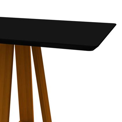 Imagem de Mesa De Jantar Para 4 Lugares Tampo Retangular Com Vidro 1,20m Lectus Madeira Maciça Ypê Preto New Ceval