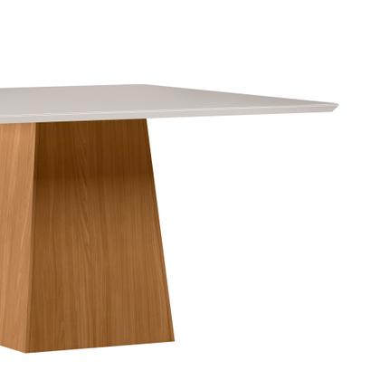 Imagem de Mesa de Jantar para 6 Lugares 1,35m Quadrada Tampo Mdf com Vidro Barbara Ypê/Off White - New Ceval