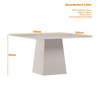 Imagem de Mesa de Jantar para 6 Lugares 1,35m Quadrada Tampo Mdf com Vidro Barbara Ypê/Off White - New Ceval