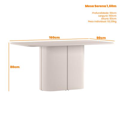 Imagem de Mesa de Jantar para 6 Lugares 160cm Tampo Mdf com Vidro Serena Off White - New Ceval