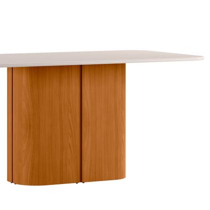 Imagem de Mesa de Jantar para 6 Lugares 160cm Tampo Mdf com Vidro Serena Ypê/Off White - New Ceval
