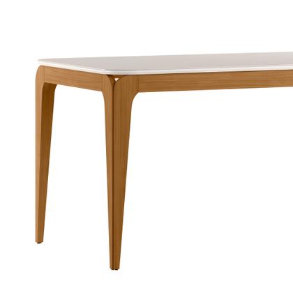 Imagem de Mesa de Jantar para 6 Lugares 1,60m Tampo Mdf com Vidro Aurea Ypê/Off White - New Ceval