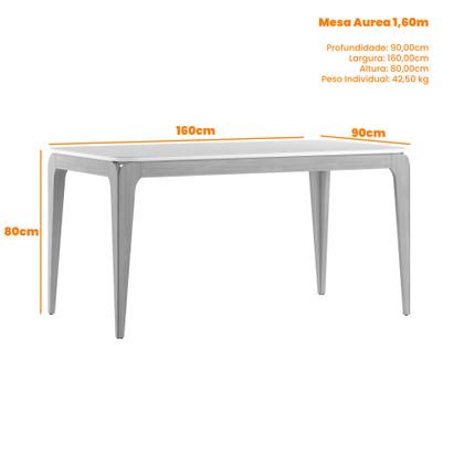 Imagem de Mesa de Jantar para 6 Lugares 1,60m Tampo Mdf com Vidro Aurea Ypê/Off White - New Ceval
