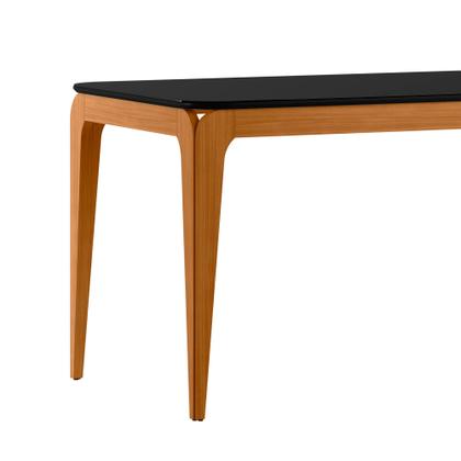 Imagem de Mesa de Jantar para 6 Lugares 1,80m Tampo Mdf com Vidro Aurea Ypê/Preto - New Ceval
