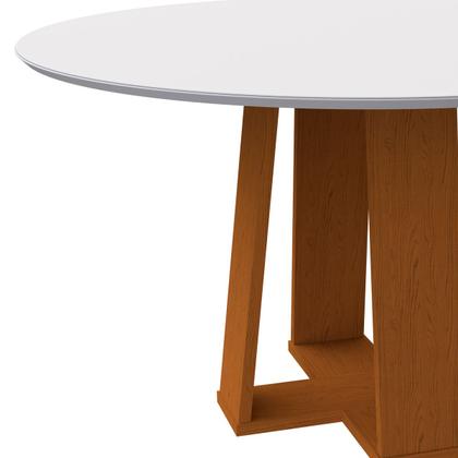 Imagem de Mesa De Jantar Para 6 Lugares Tampo Redondo Com Vidro 1,35m Isabela Ype Off White New Ceval