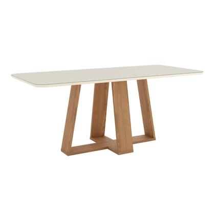 Imagem de Mesa de Jantar para 8 Lugares 2m Tampo Mdf e Vidro Canto Arredondado Lins