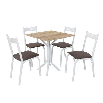 Imagem de Mesa De Jantar Pequena Com 4 Cadeiras Branco Carvalho Adel Slim Shop JM