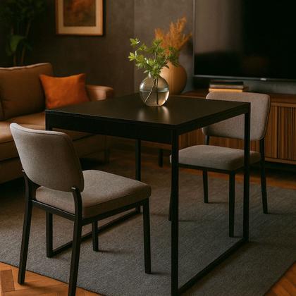 Imagem de Mesa de Jantar Pequena Industrial 80x80cm Amadeirada Moderna Para 4 Lugares MDF Compacta