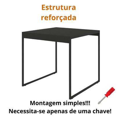 Imagem de Mesa de Jantar Pequena Industrial 80x80cm Amadeirada Moderna Para 4 Lugares MDF Compacta