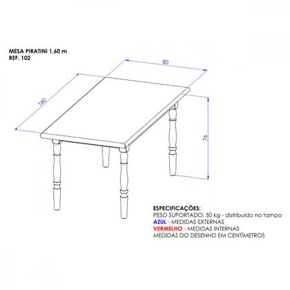 Imagem de Mesa de Jantar Piratini 160x80 Mel Viero