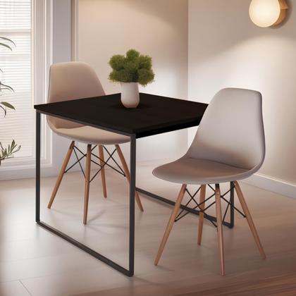 Imagem de Mesa de Jantar Quadrada 4 Lugares Estilo Industrial Ideal para Ambientes Pequenos e Modernos
