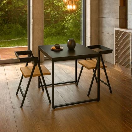 Imagem de Mesa de Jantar Quadrada 4 Lugares Estilo Industrial Ideal para Ambientes Pequenos e Modernos