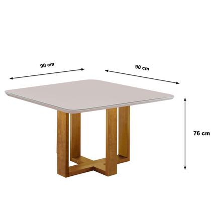 Imagem de Mesa de Jantar Quadrada 4 Lugares Paris Tampo Com Vidro e Madeira Maciça Móveis Mix