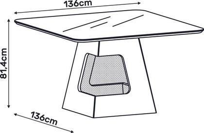 Imagem de Mesa De Jantar Quadrada 8 Lugares Com 6 Cadeiras Curvata