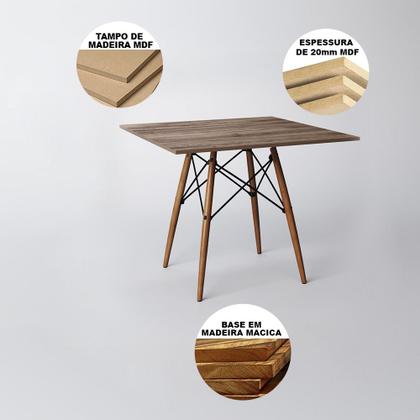 Imagem de Mesa de Jantar Quadrada Amêndoa Eames Eiffel 90cm com 4 Cadeiras Brancas