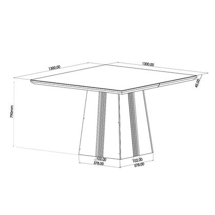 Imagem de Mesa de Jantar Quadrada Carmel C/8 Cad Flora Madeira Maciça Mel/Off White/V.marfim
