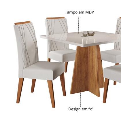 Imagem de Mesa de Jantar Quadrada Columbia Tampo em Mdp sem Vidro 90x90 e 4 Cadeiras Vegas em Madeira Maciça