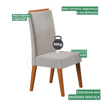 Imagem de Mesa de Jantar Quadrada Columbia Tampo em Mdp sem Vidro 90x90 e 4 Cadeiras Vegas em Madeira Maciça