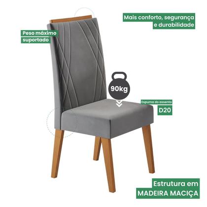 Imagem de Mesa de Jantar Quadrada Columbia Tampo em Mdp sem Vidro 90x90 e 4 Cadeiras Vegas em Madeira Maciça