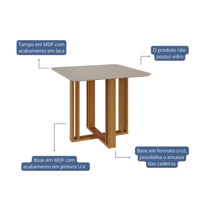 Imagem de Mesa De Jantar Quadrada Com 4 Lugares Flora Cimol Móveis