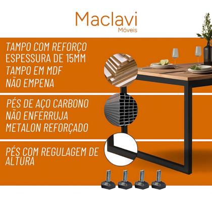 Imagem de Mesa de Jantar Quadrada Industrial Salt Lake Carvalho e Preta 80x80 para Cozinha Maclavi