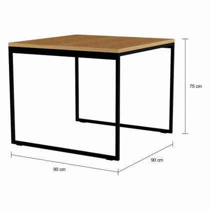 Imagem de Mesa de Jantar Quadrada Industrial Salt Lake Carvalho e Preta 90 cm