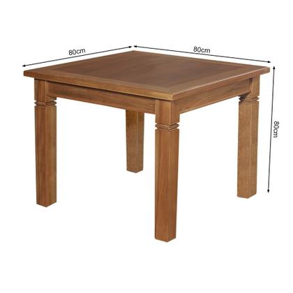 Imagem de Mesa de Jantar Quadrada Madeira Maciça Rústica 80cm Estela Pés Diamante - Castanho