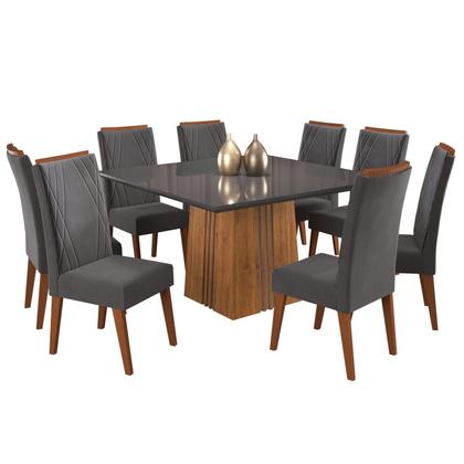 Imagem de Mesa de Jantar Quadrada Monza com 8 Cadeiras Madeira Maciça Vegas