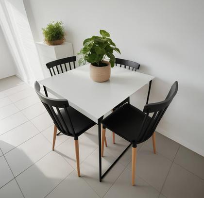 Imagem de Mesa de Jantar Quadrada para apartamento 80x80cm Industrial Moderna e Compacta