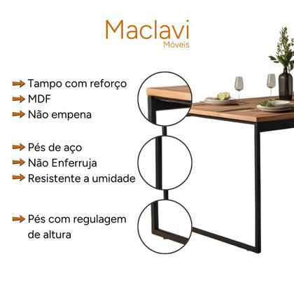 Imagem de Mesa de Jantar Quadrada para apartamento 80x80cm Industrial Moderna e Compacta