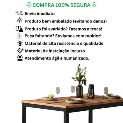 Imagem de Mesa de Jantar Quadrada para apartamento 80x80cm Industrial Moderna e Compacta