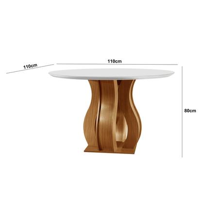 Imagem de Mesa de Jantar Redonda 110cm Tampo Vidro/MDF Nuance Yescasa