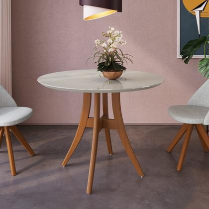 Imagem de Mesa de Jantar Redonda 4 Lugares com Tampo de Vidro 109cm Ref 910