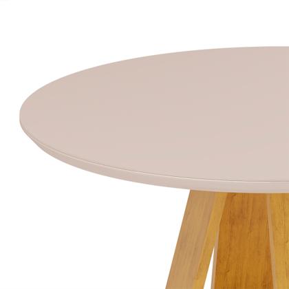 Imagem de Mesa de Jantar Redonda 4 Lugares Tampo Chanfrado 103,5cm com Vidro Kiara Cedro/Off White - DJ Móveis