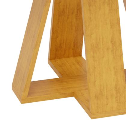 Imagem de Mesa de Jantar Redonda 4 Lugares Tampo Chanfrado 103,5cm com Vidro Kiara Cedro/Off White - DJ Móveis