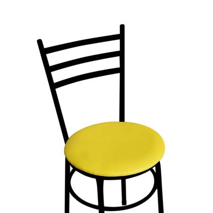 Imagem de Mesa de Jantar Redonda 80cm Preta Com 4 Cadeiras Estofada Preta